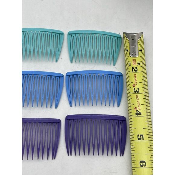 Goody Set Of 6 Vintage Plastic Hair Combs Blue Purple & Teal - Picture 3 of 7